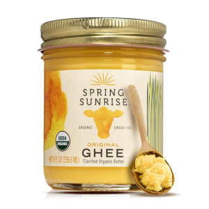 Spring Sunrise Grass Fed Organic Ghee - USDA Certified Clarified Butter - Keto & Paleo Friendly, Non-GMO, Gluten & Casein Free Cooking Oil - Sustainably Sourced - 8 oz Jar