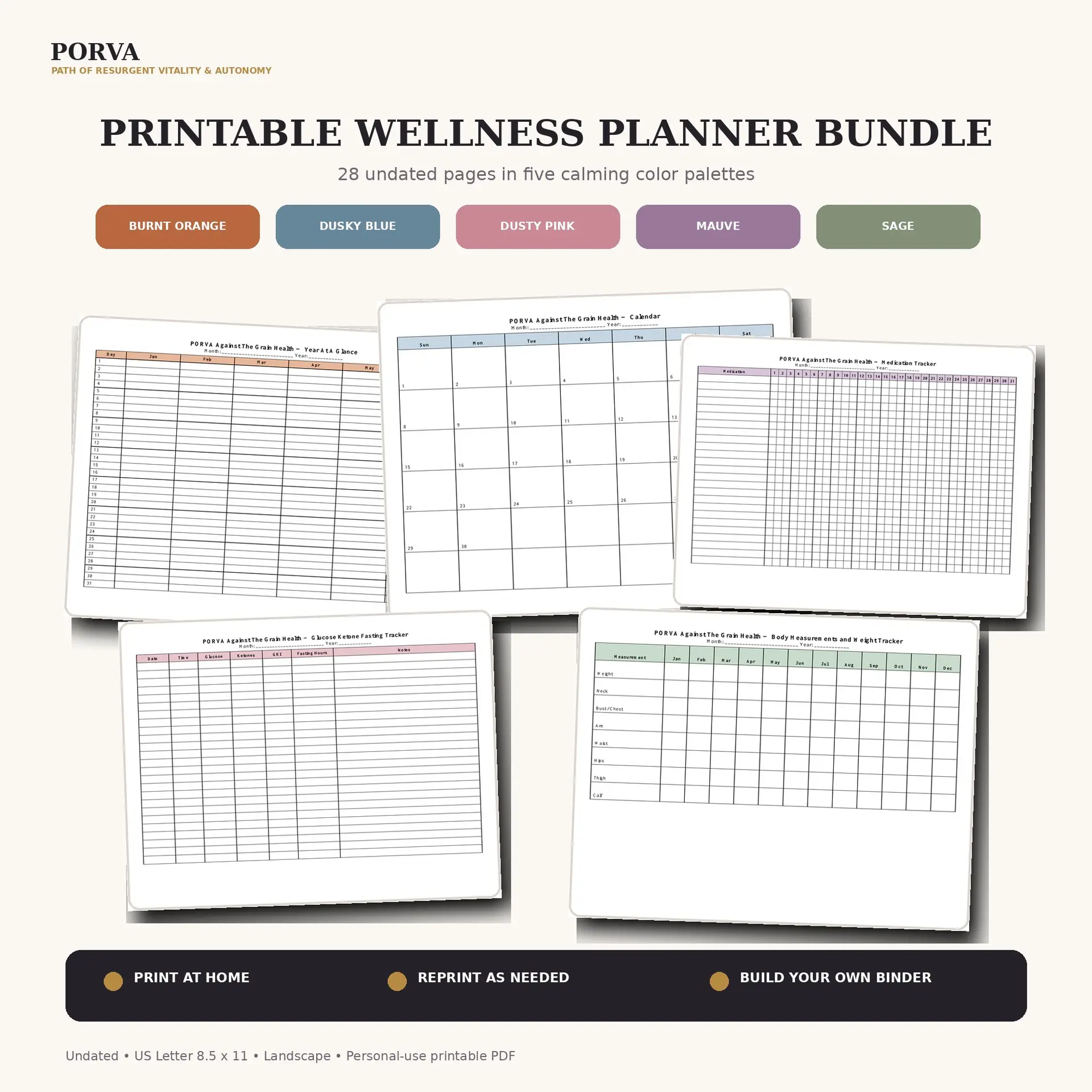PORVA Health Planner Printable