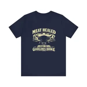 Meat Healed Tee — "What the Guidelines Broke" Vintage Bull Graphic T-Shirt