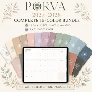 PORVA 2027–2028 Complete 15-Color Hyperlinked Digital Planner Bundle